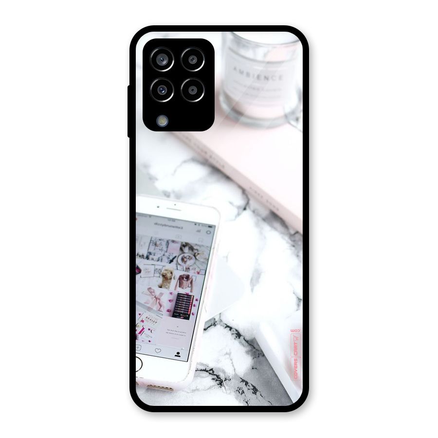 Make Up And Phone Glass Back Case for Galaxy M33