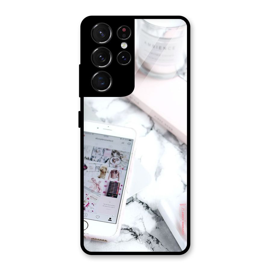 Make Up And Phone Glass Back Case for Galaxy S21 Ultra 5G