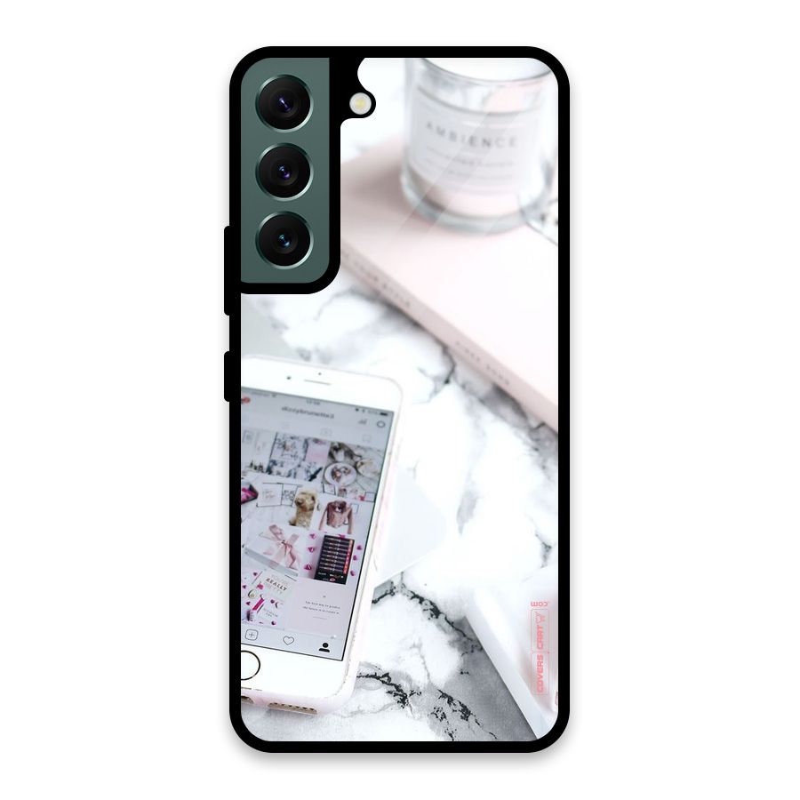 Make Up And Phone Glass Back Case for Galaxy S22 5G