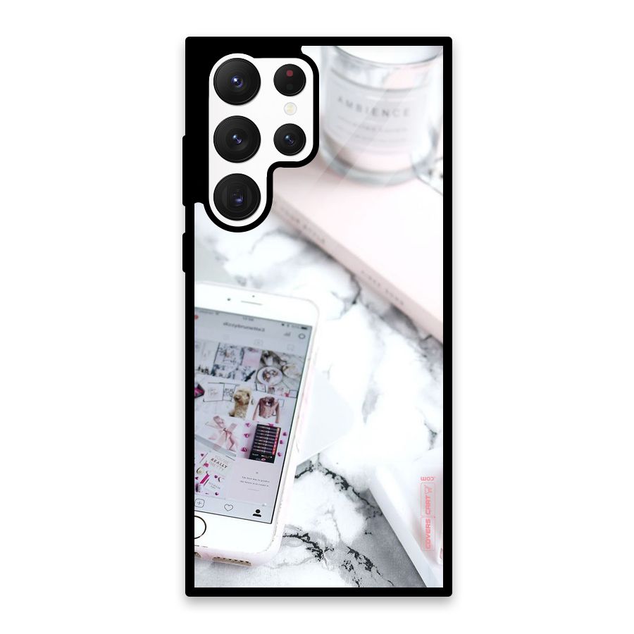 Make Up And Phone Glass Back Case for Galaxy S22 Ultra 5G