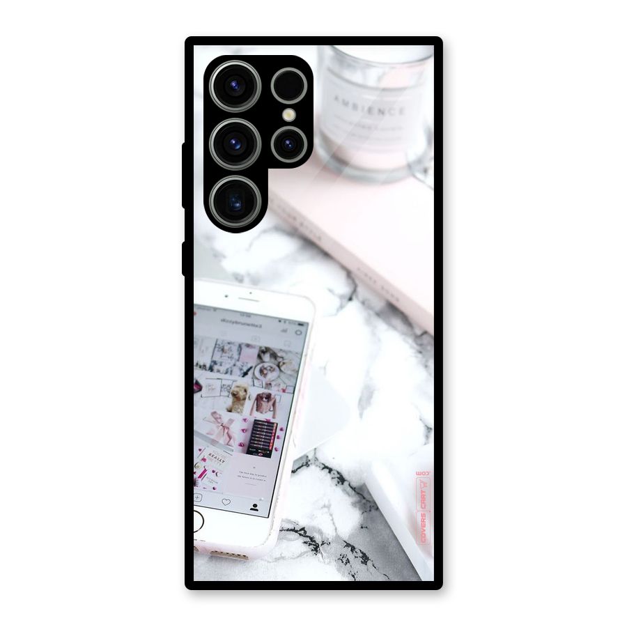 Make Up And Phone Glass Back Case for Galaxy S23 Ultra