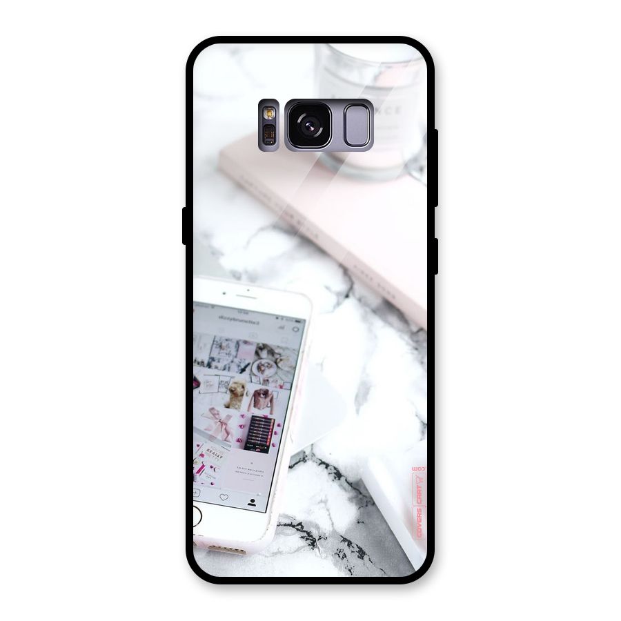 Make Up And Phone Glass Back Case for Galaxy S8