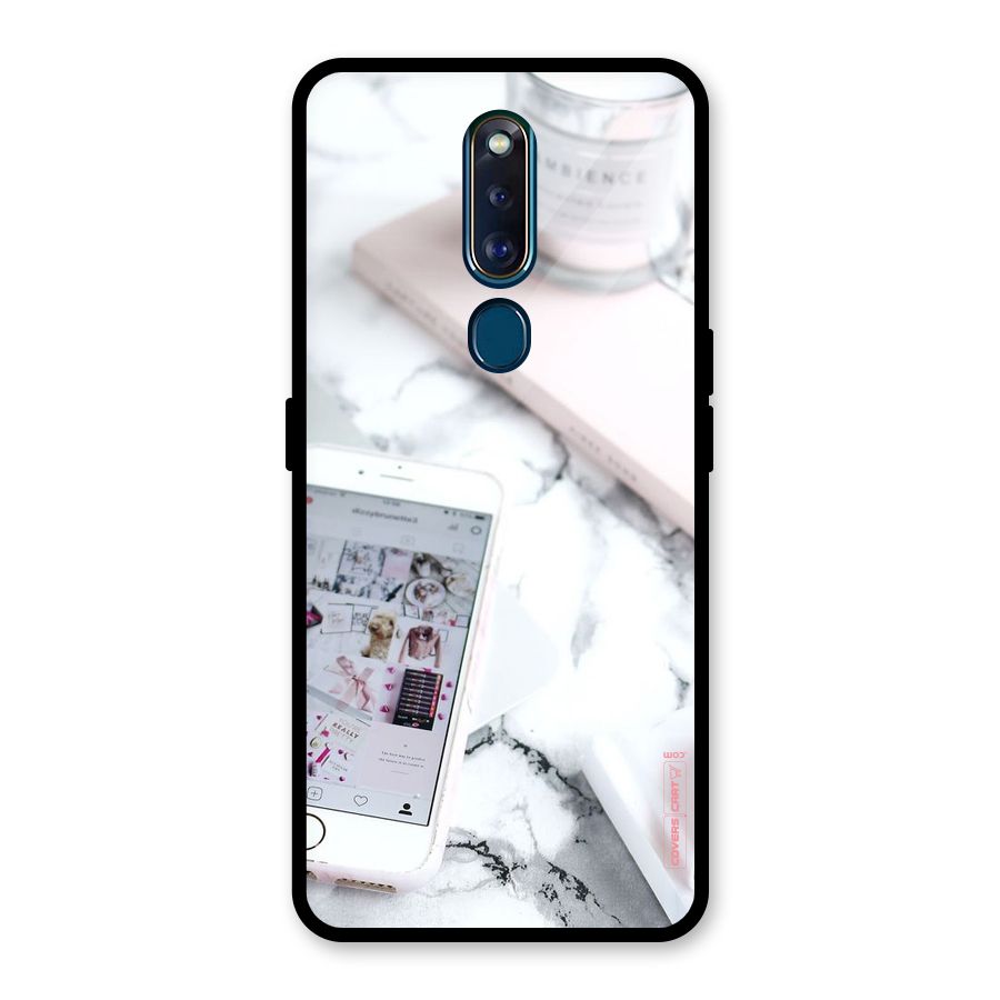 Make Up And Phone Glass Back Case for Oppo F11 Pro