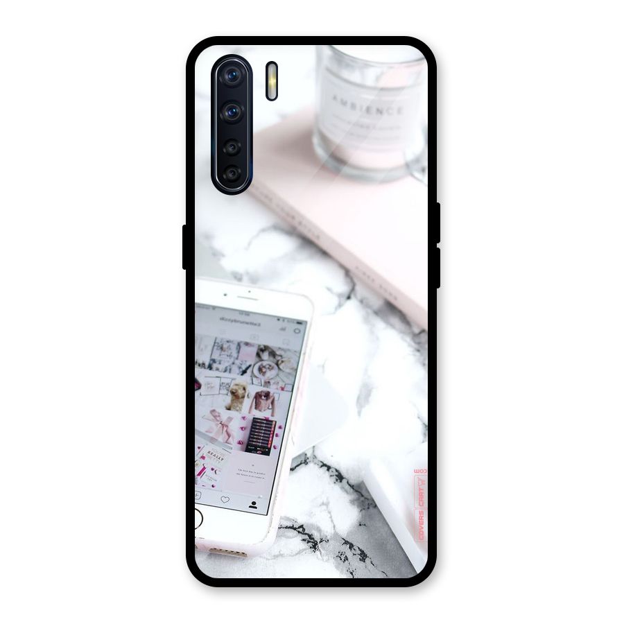 Make Up And Phone Glass Back Case for Oppo F15