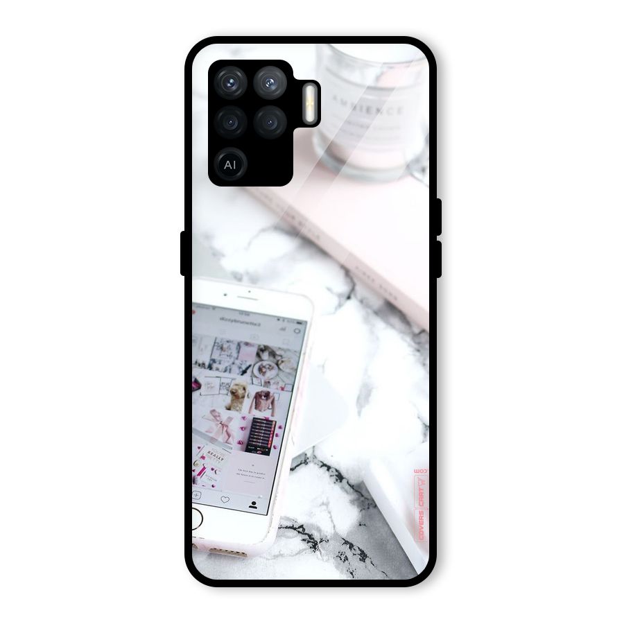 Make Up And Phone Glass Back Case for Oppo F19 Pro