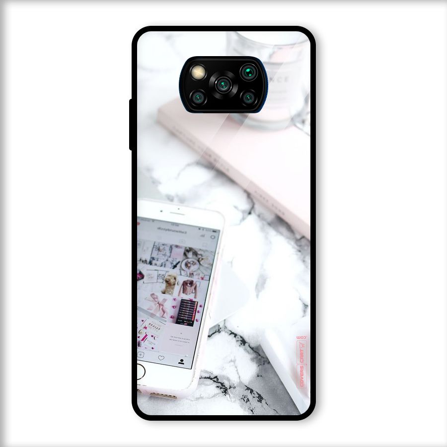 Make Up And Phone Glass Back Case for Poco X3