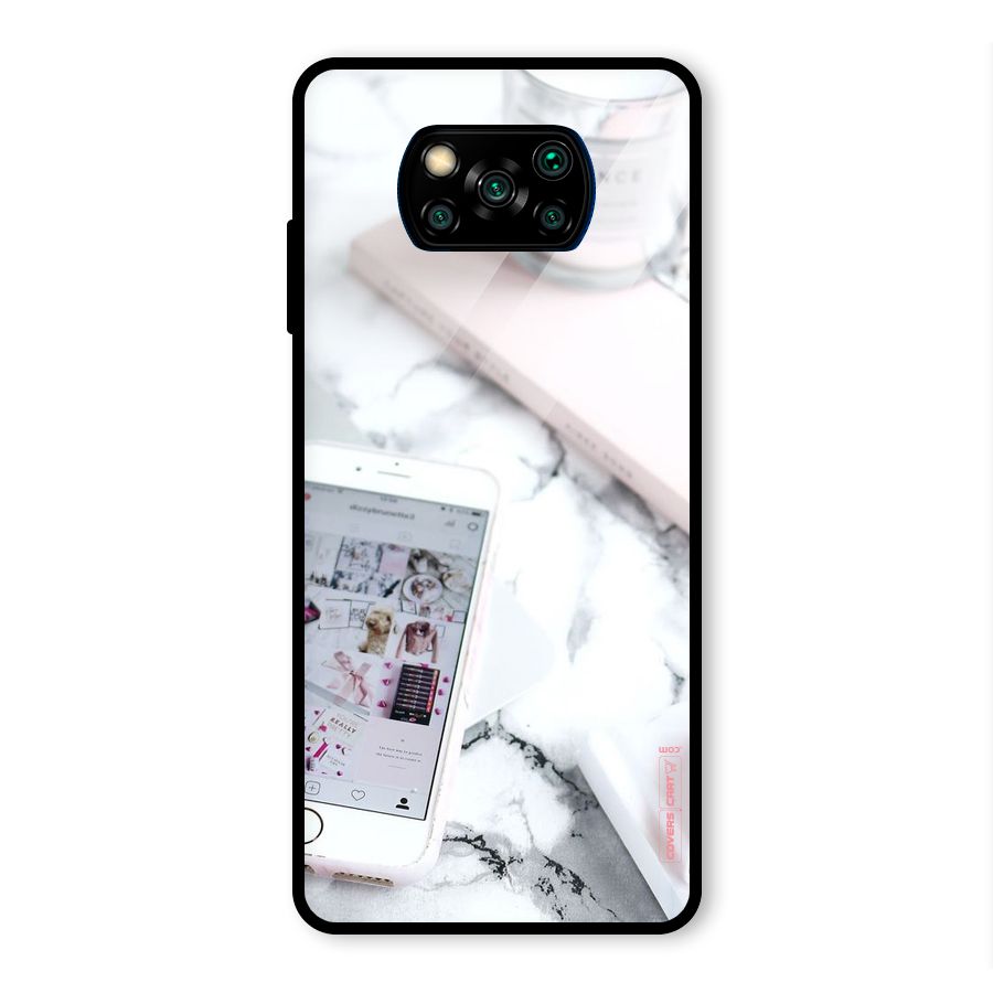 Make Up And Phone Glass Back Case for Poco X3 Pro