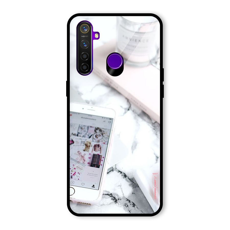 Make Up And Phone Glass Back Case for Realme 5 Pro