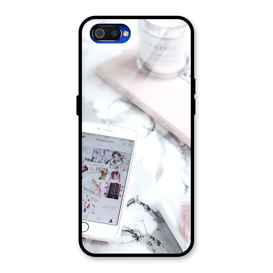 Make Up And Phone Glass Back Case for Realme C2