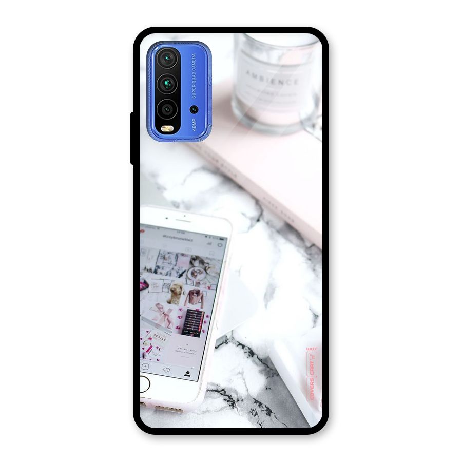 Make Up And Phone Glass Back Case for Redmi 9 Power