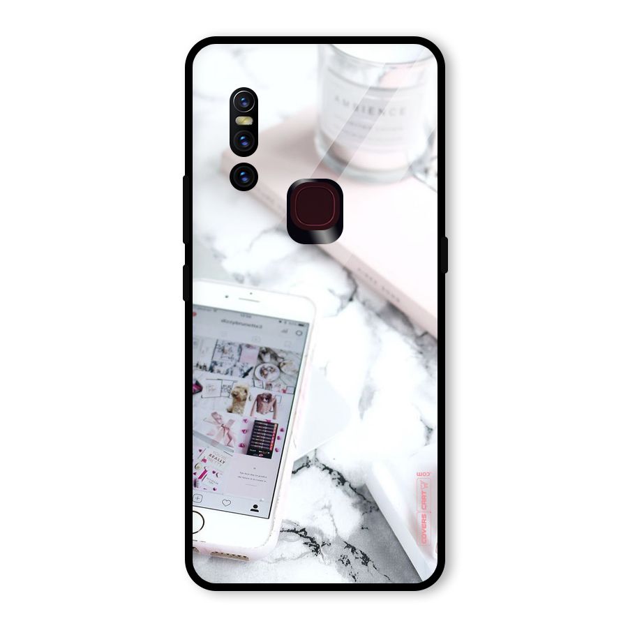 Make Up And Phone Glass Back Case for Vivo V15
