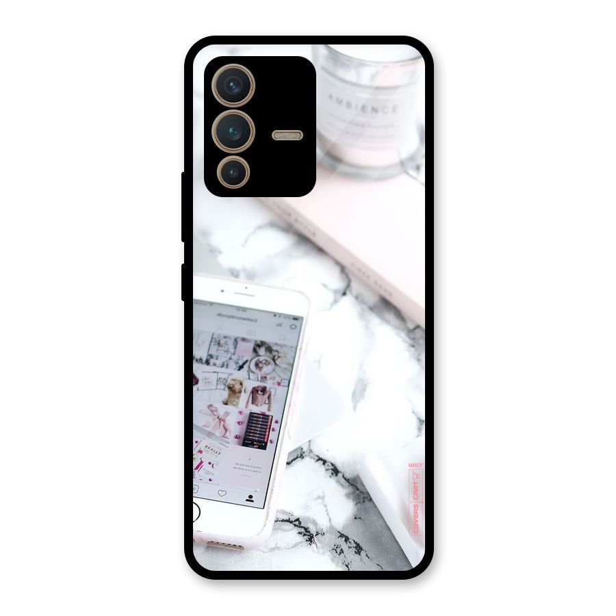 Make Up And Phone Glass Back Case for Vivo V23 5G