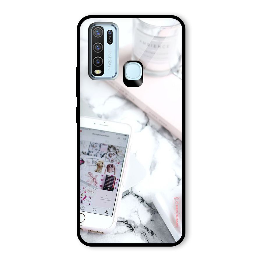 Make Up And Phone Glass Back Case for Vivo Y30