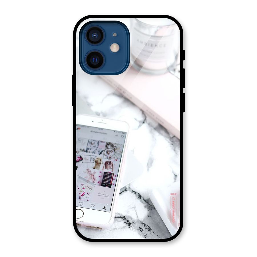 Make Up And Phone Glass Back Case for iPhone 12 Mini