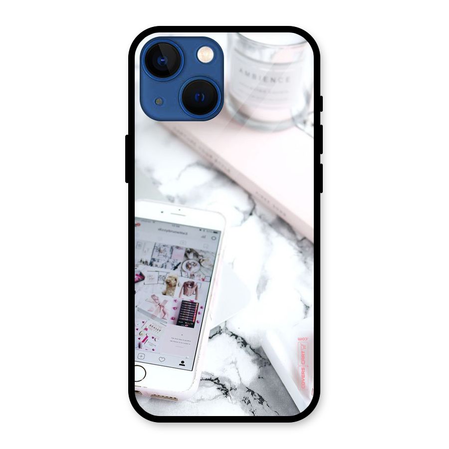 Make Up And Phone Glass Back Case for iPhone 13 Mini