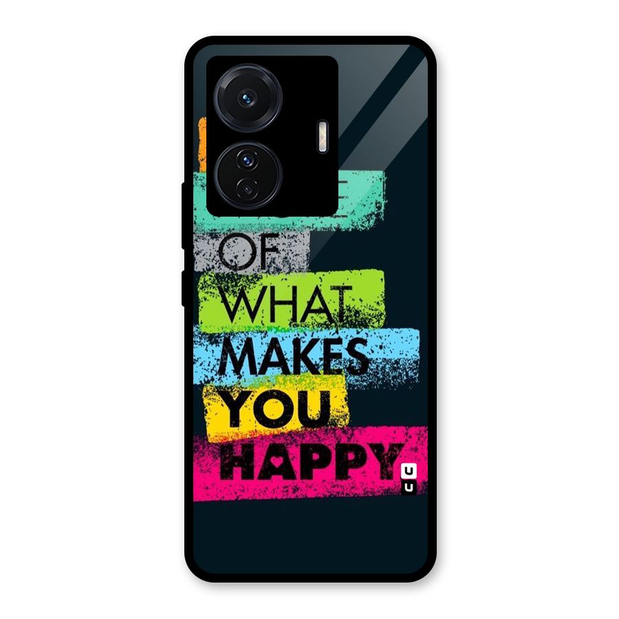 Makes You Happy Glass Back Case for Vivo T1 Pro
