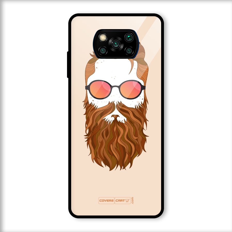 Man in Beard Glass Back Case for Poco X3