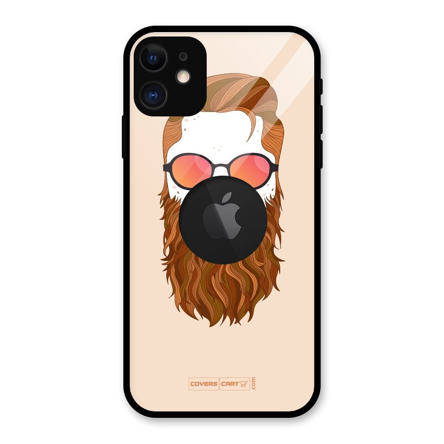 Man in Beard Glass Back Case for iPhone 11 Logo Cut
