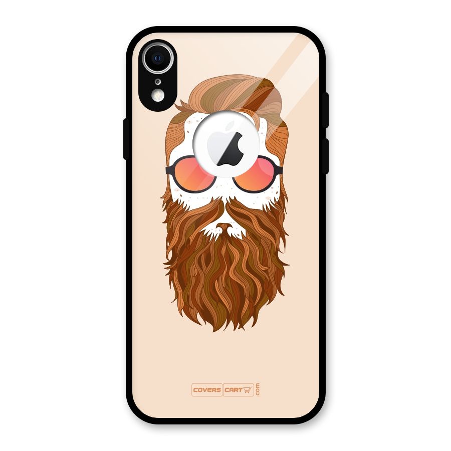 Man in Beard Glass Back Case for iPhone XR Logo Cut