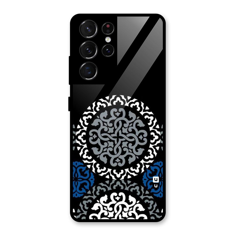 Mandala Circle Pattern Glass Back Case for Galaxy S21 Ultra 5G