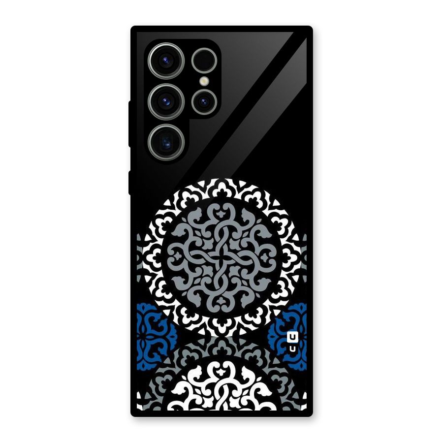 Mandala Circle Pattern Glass Back Case for Galaxy S23 Ultra