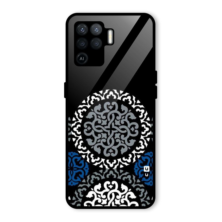 Mandala Circle Pattern Glass Back Case for Oppo F19 Pro