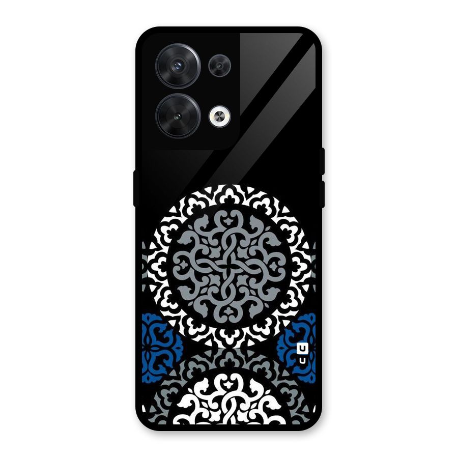 Mandala Circle Pattern Glass Back Case for Oppo Reno8 5G
