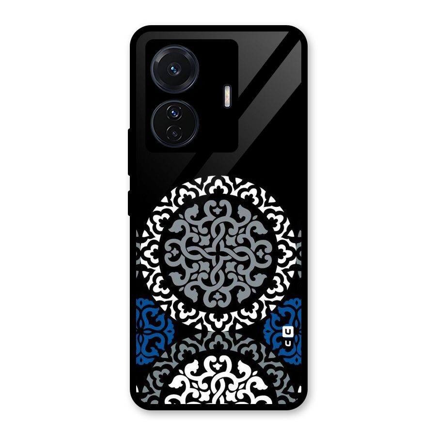 Mandala Circle Pattern Glass Back Case for Vivo T1 Pro