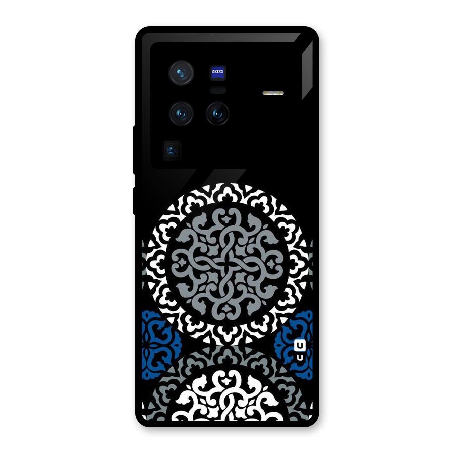 Mandala Circle Pattern Glass Back Case for Vivo X80 Pro