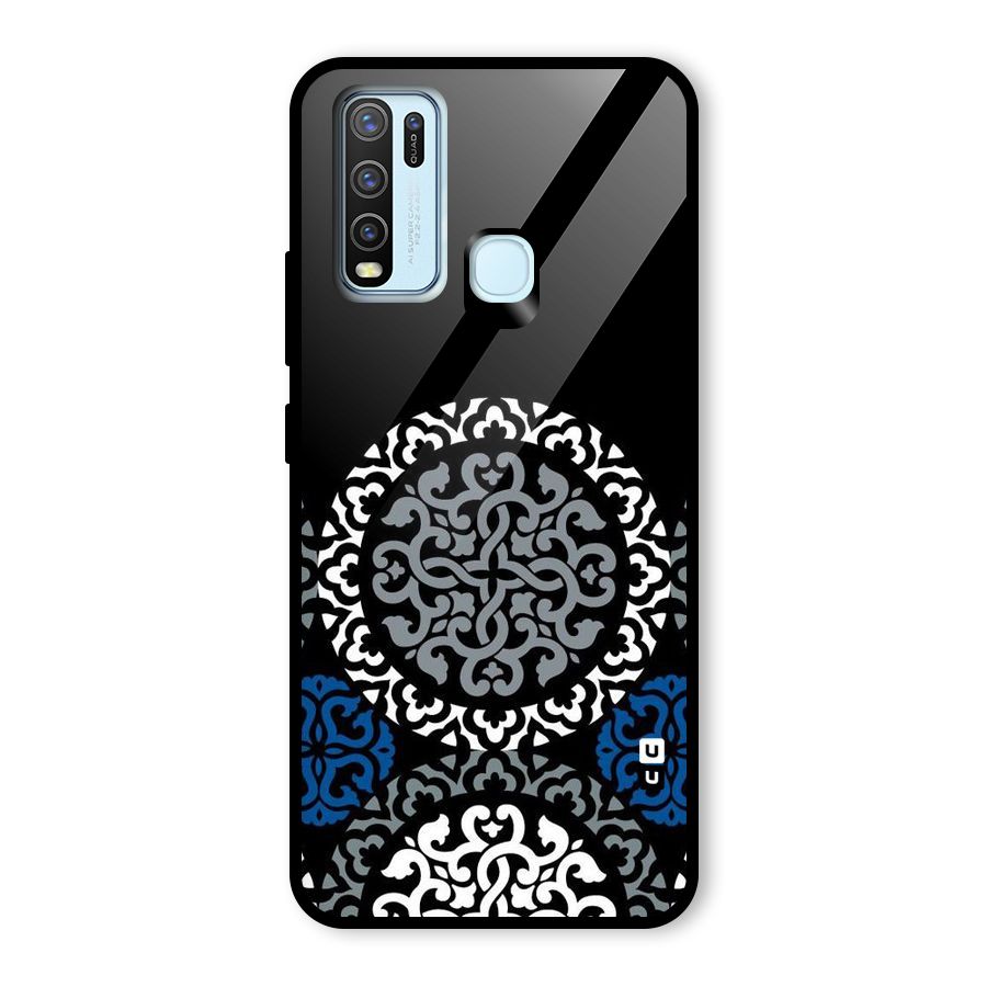 Mandala Circle Pattern Glass Back Case for Vivo Y30
