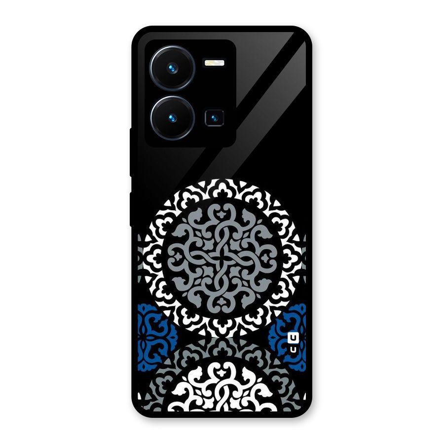 Mandala Circle Pattern Glass Back Case for Vivo Y35
