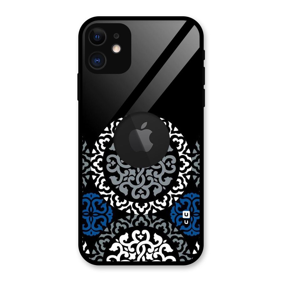 Mandala Circle Pattern Glass Back Case for iPhone 11 Logo Cut