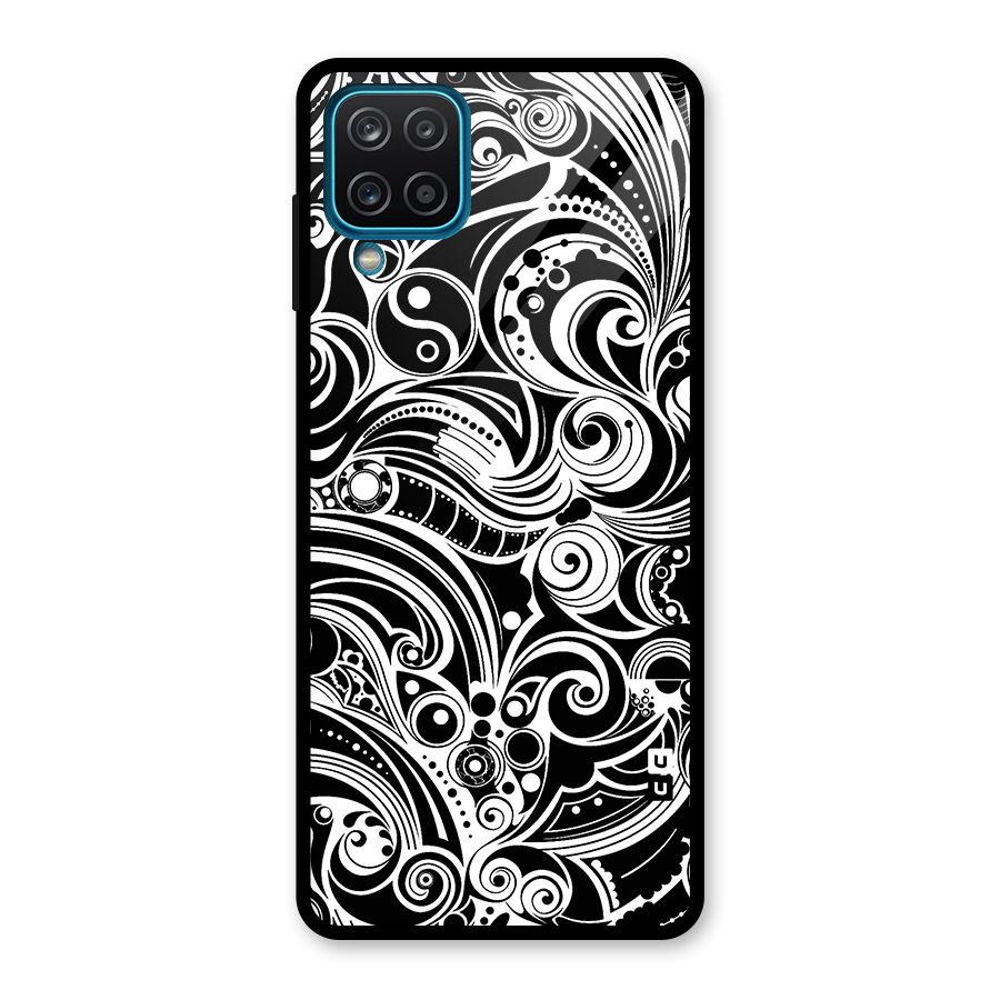Maori Art Design Abstract Glass Back Case for Galaxy A12