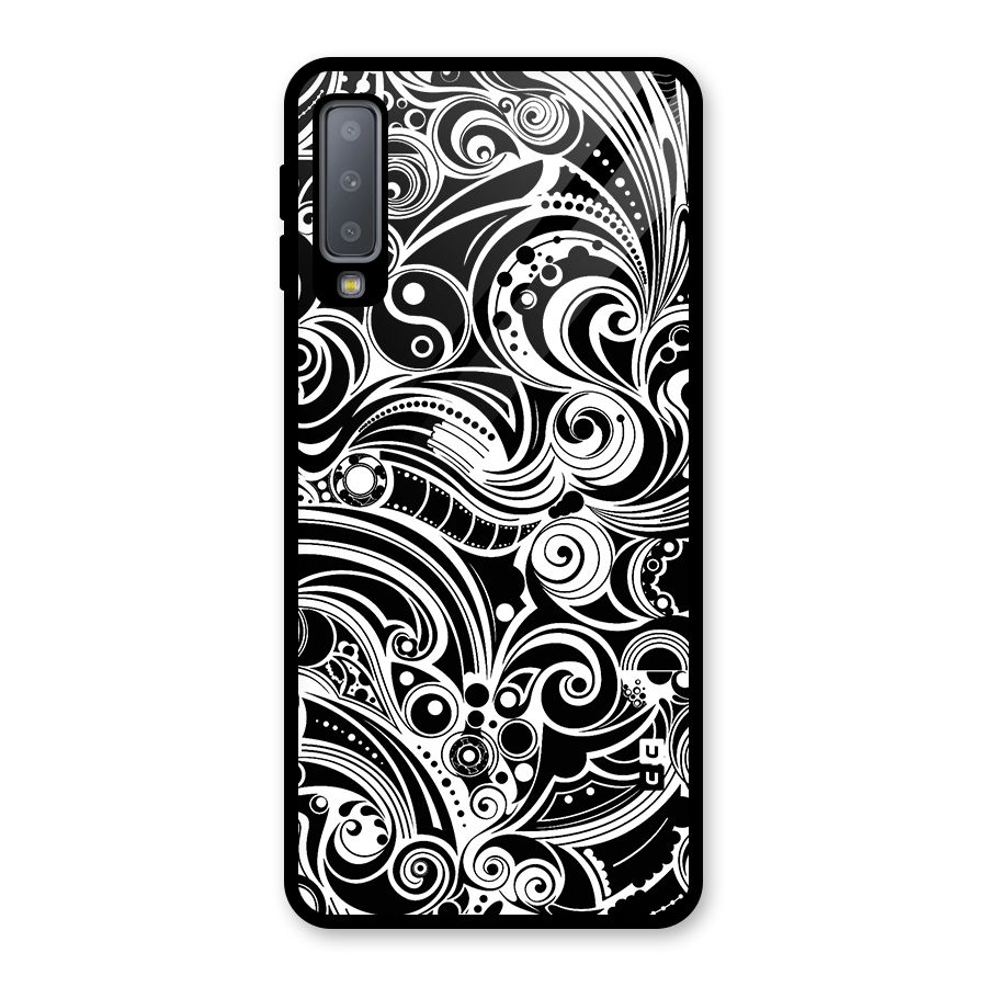 Maori Art Design Abstract Glass Back Case for Galaxy A7 (2018)