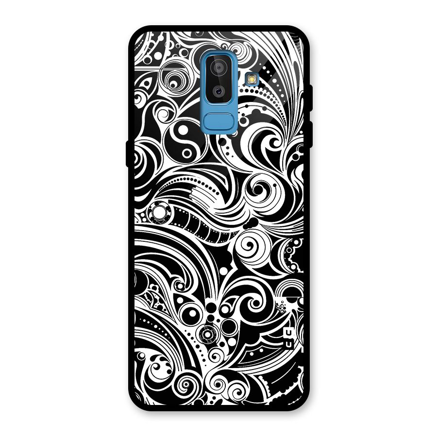 Maori Art Design Abstract Glass Back Case for Galaxy J8