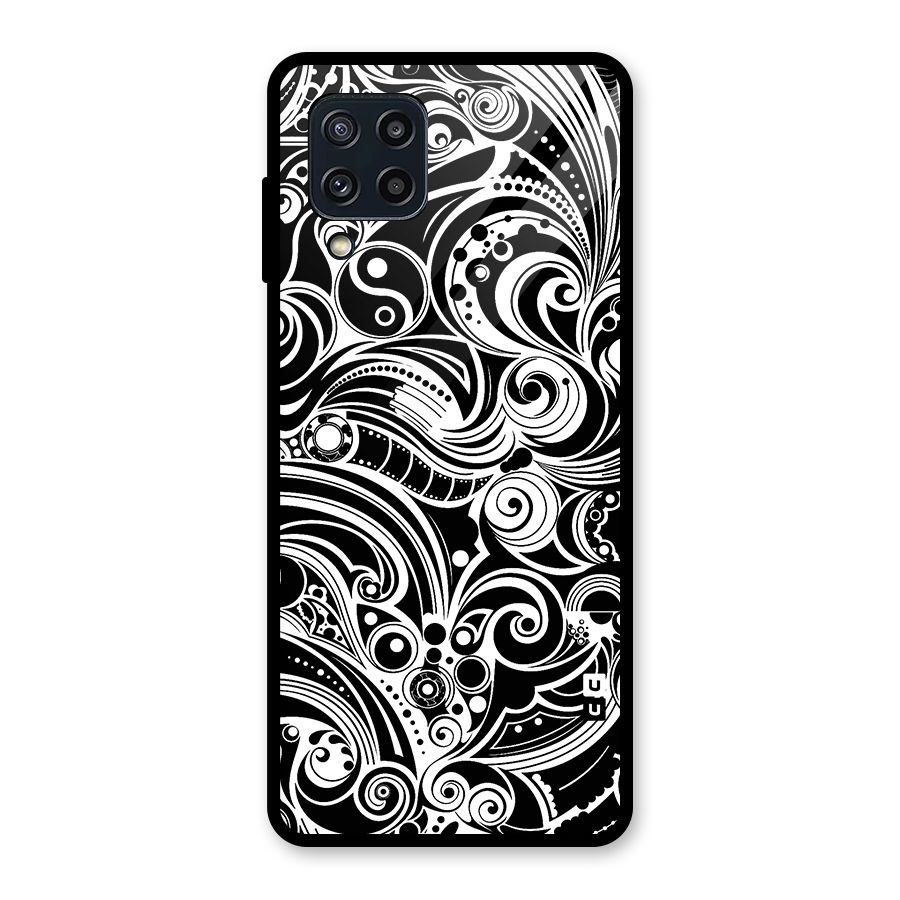 Maori Art Design Abstract Glass Back Case for Galaxy M32