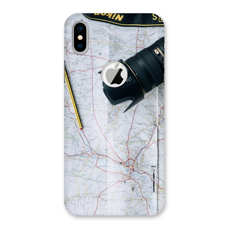 Map And Camera Back Case for iPhone X Logo Cut