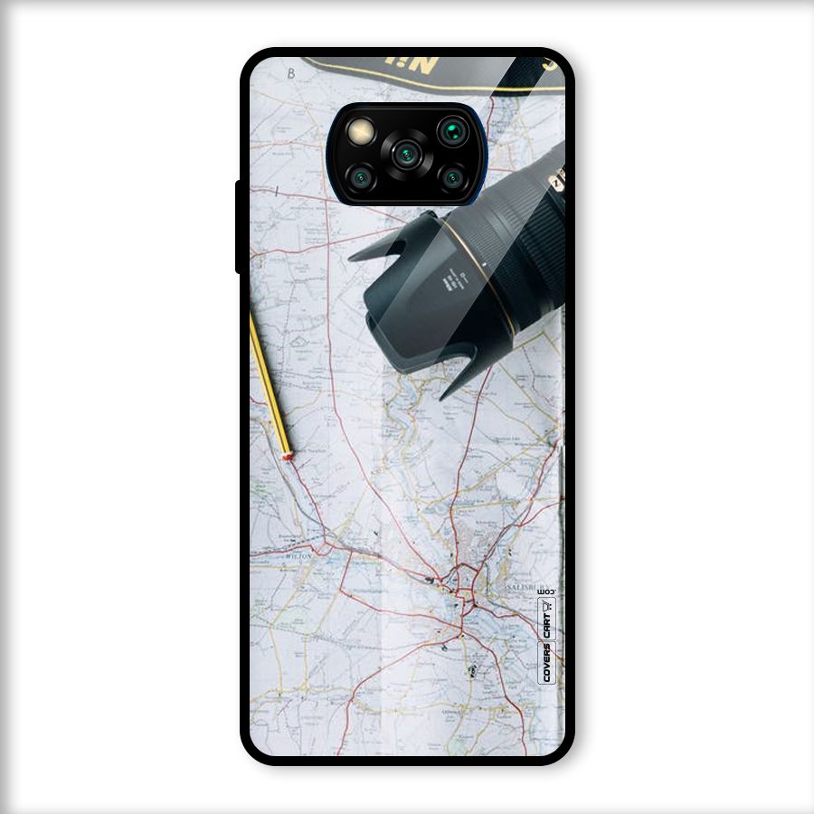 Map And Camera Glass Back Case for Poco X3
