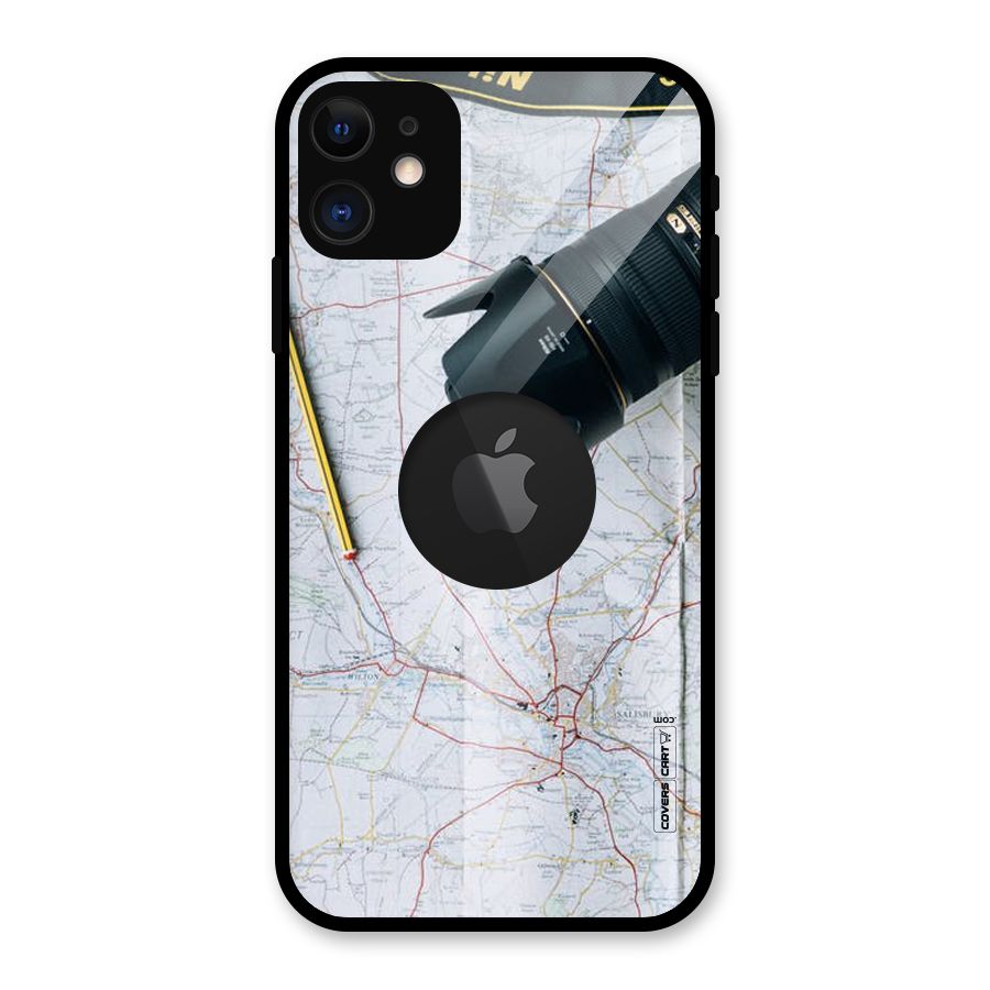 Map And Camera Glass Back Case for iPhone 11 Logo Cut