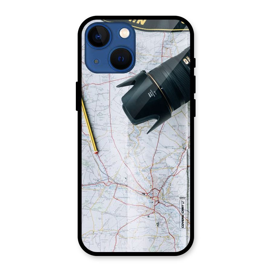 Map And Camera Glass Back Case for iPhone 13 Mini