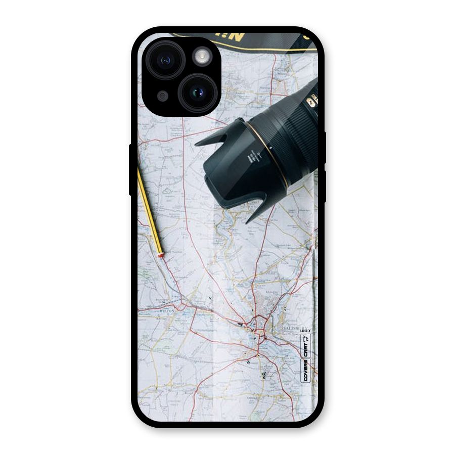 Map And Camera Glass Back Case for iPhone 14