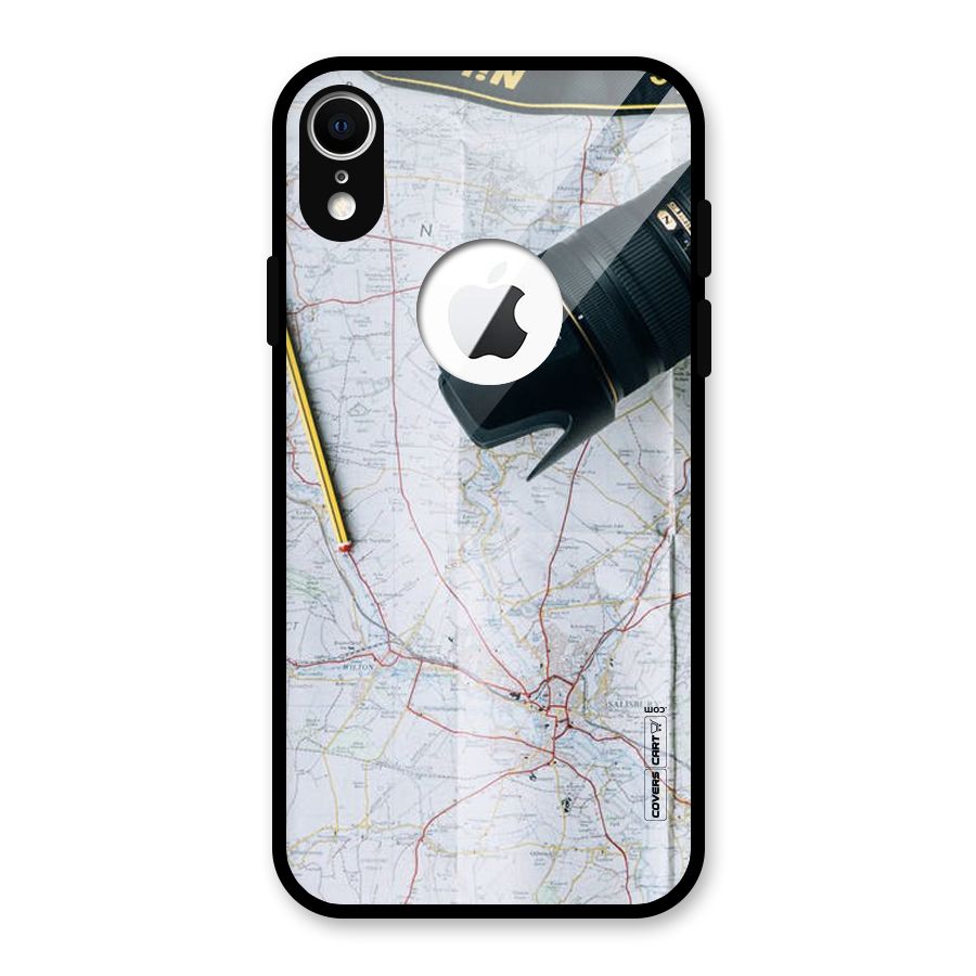 Map And Camera Glass Back Case for iPhone XR Logo Cut