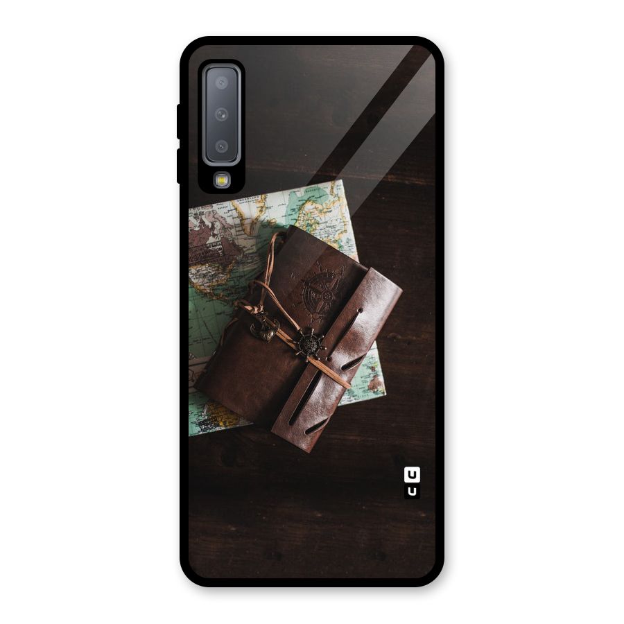 Map Journal Glass Back Case for Galaxy A7 (2018)
