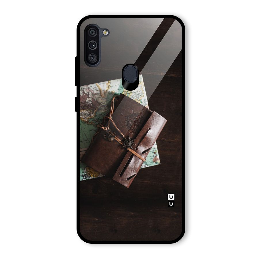 Map Journal Glass Back Case for Galaxy M11