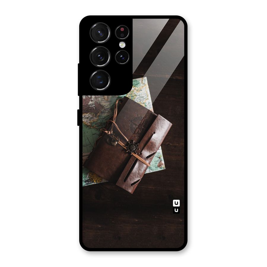 Map Journal Glass Back Case for Galaxy S21 Ultra 5G