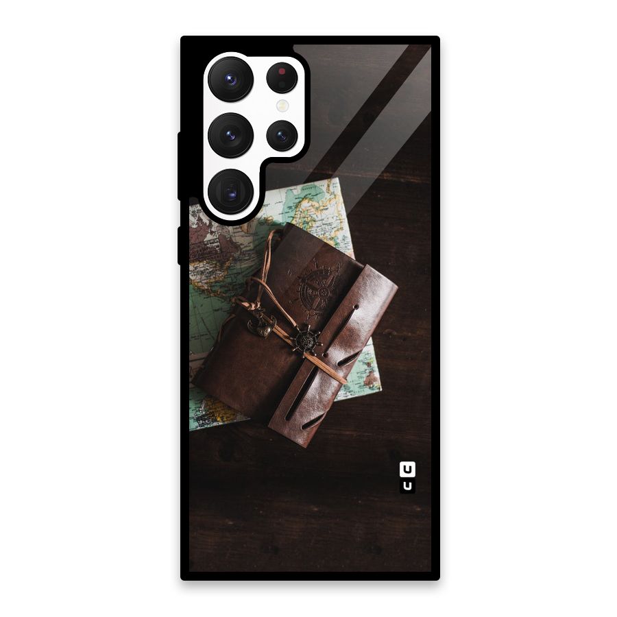 Map Journal Glass Back Case for Galaxy S22 Ultra 5G