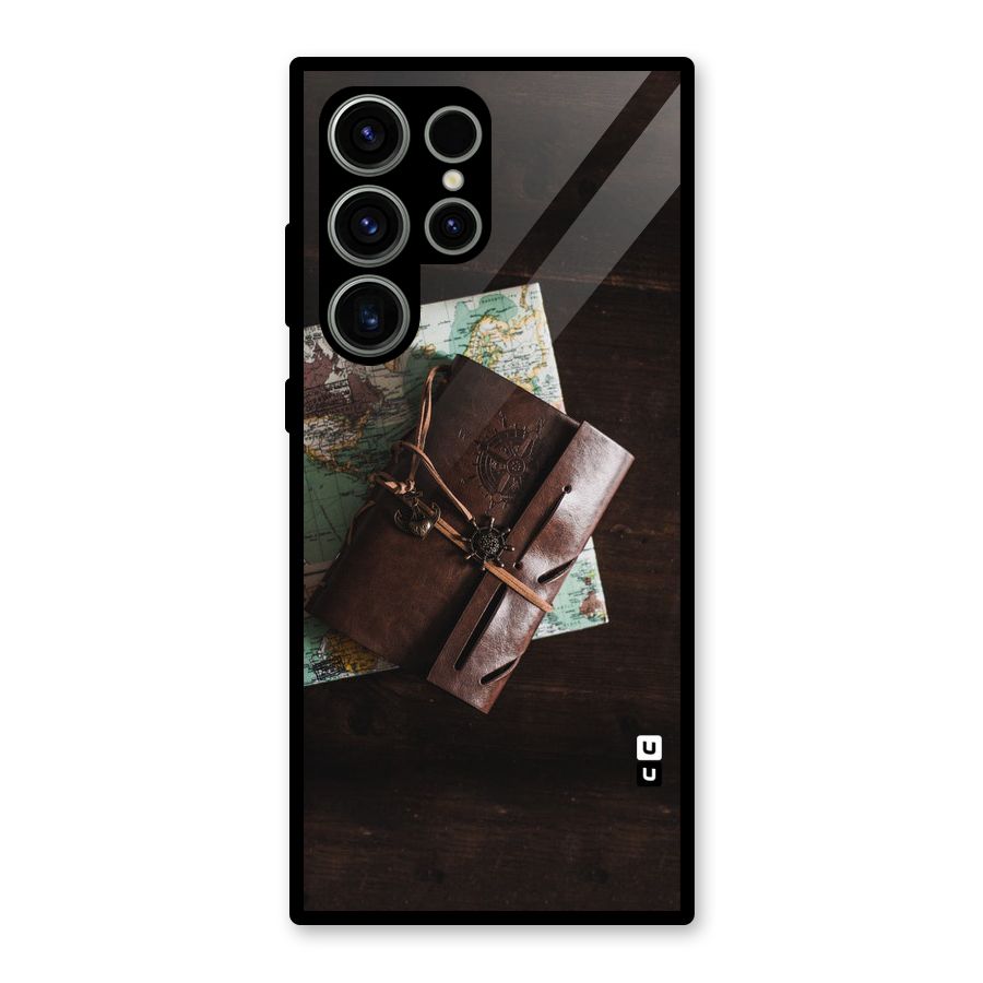 Map Journal Glass Back Case for Galaxy S23 Ultra