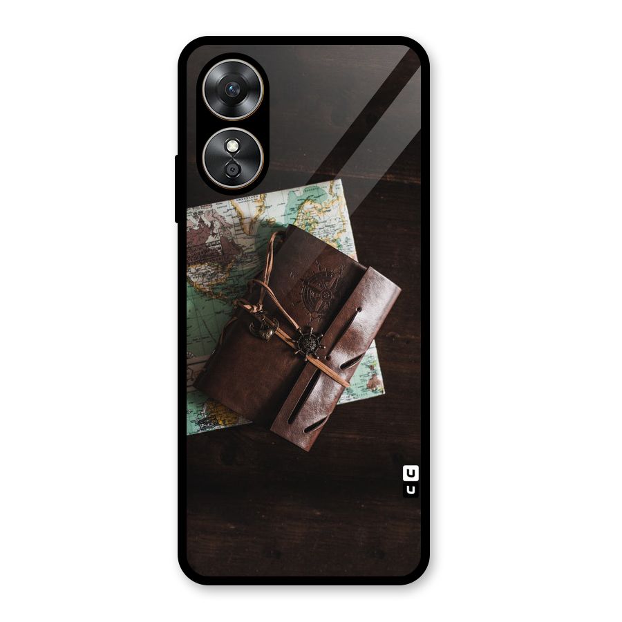 Map Journal Glass Back Case for Oppo A17