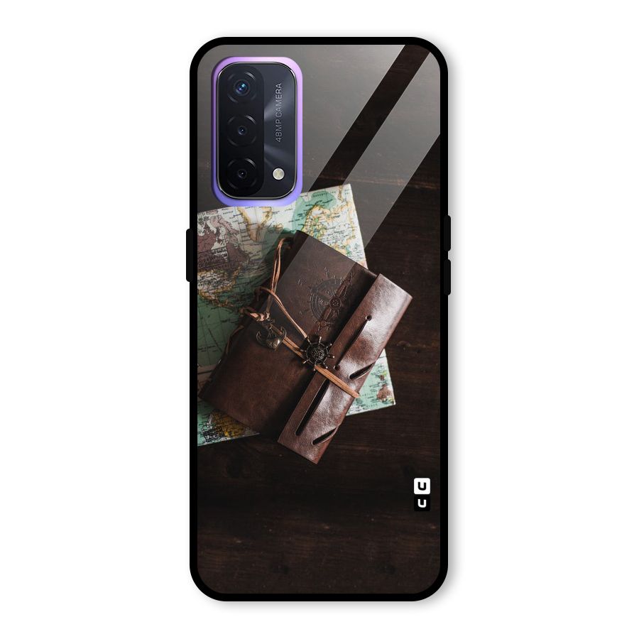 Map Journal Glass Back Case for Oppo A74 5G