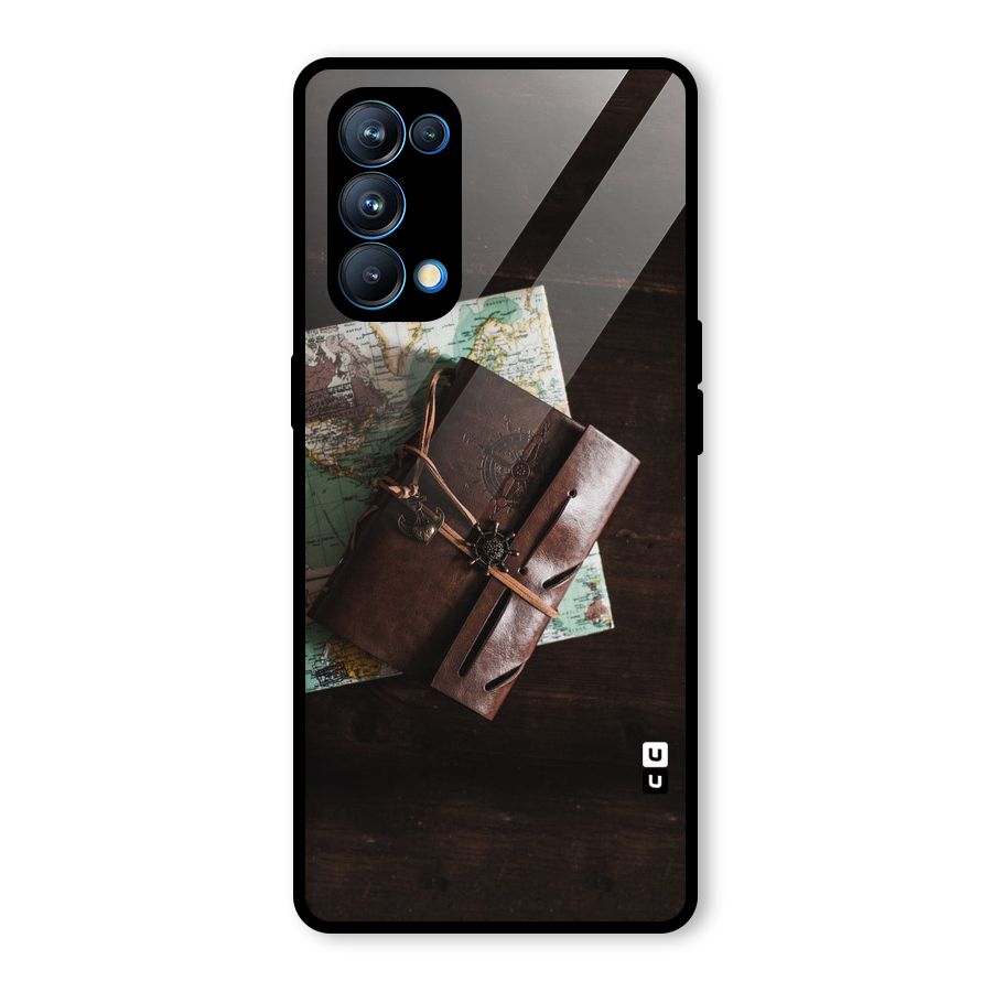 Map Journal Glass Back Case for Oppo Reno5 Pro 5G
